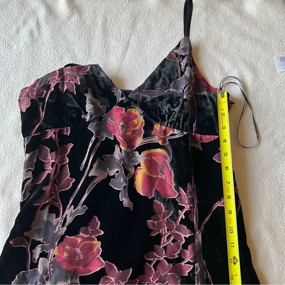 Rachel Zoe Velvet Burnout Floral Maxi Dress Side Slit Adjustable Straps Size 10 - Picture 11 of 12